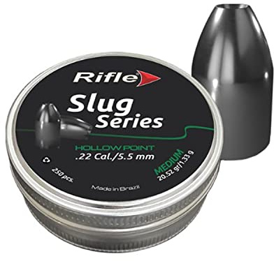 Rifle Medium Hollow Point Slug Air Gun Pellets | .22 Caliber | 5.5 mm | 20.52 gr | Slug Designed for Target Shooting and Hunting | 250 Count