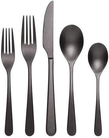 Oneida 894805 Kenbrook Black Tumbled 20 Piece Everyday Flatware Set, Service For 4