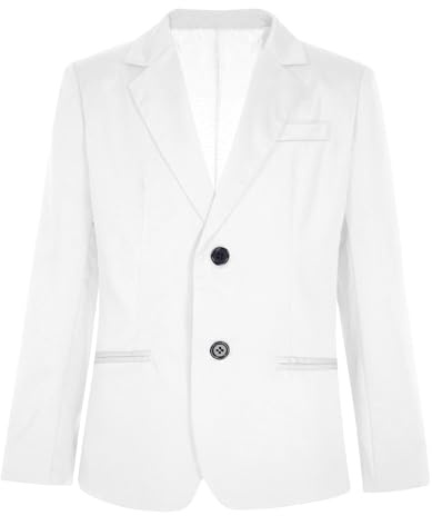 CHICTRY Enfant Garçon Blazer de Cérémonie Mariage Première Communion Smoking Costume Vestons Gala Baptême Soirée 3-14 Ans A Blanc 9-10 Ans