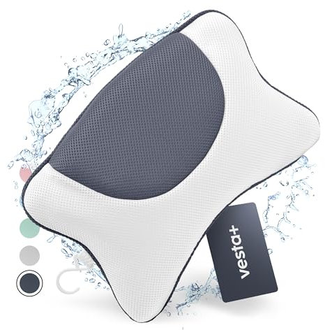 Vesta+ Badewannenkissen M Nachtblau [perfekte Passform für Nacken & Rücken] Bequemes Badekissen - Atmungsaktive Technologie - Wannenkissen für maximale Entspannung & Komfort