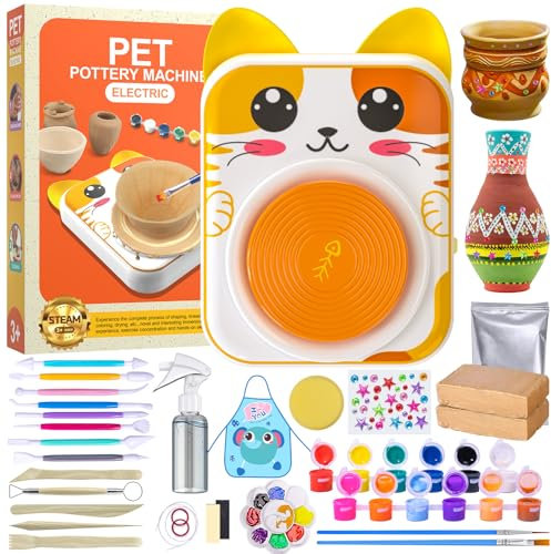 Roaxkois Töpferscheibe, Mini-Töpferscheibe für Kinder, Töpferset für Zuhause mit ton lufttrocknend, Diamant Aufkleber