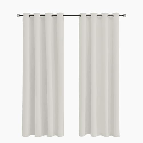 Tenger Home Cortinas opacas para dormitorio con ojales, 2 unidades (crema, 150 x 150 cm)