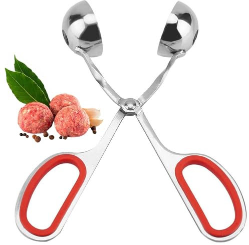 Qaestuan Clip per Polpette, Ballers di Carne in Acciaio Inox, Pinze Polpette con Maniglie Antiscivolo, Antiaderente Cucchiaio per Polpette, per Carne, Torta, Biscotto, Impasto, Gelato