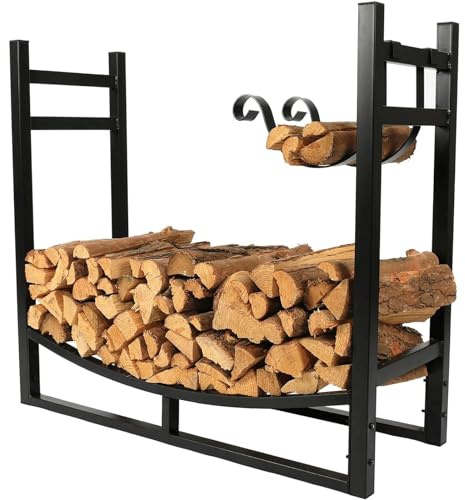 Grande scaffale per legna da ardere con gancio, per interni ed esterni, per legna da ardere e legna da ardere, perfetto per caminetti e campeggi