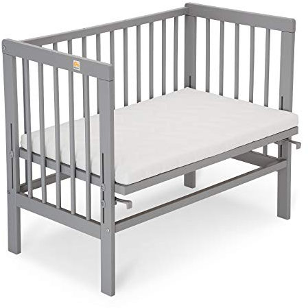 FabiMax Baby Beistellbett Basic, stufenlos höhenverstellbar, Buche massiv weiß lackiert (Matratze Classic, Keine)