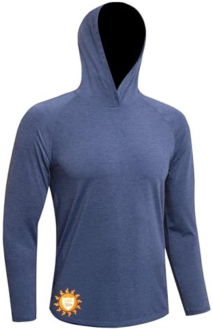 MEETWEE T-Shirt UV Homme Manches Longues Capuche,Bleu Gris,S