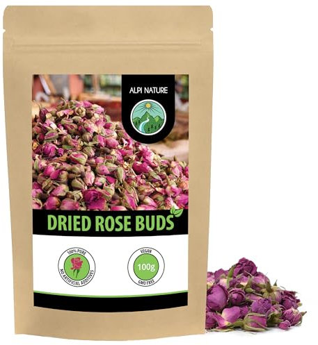 Alpi Nature Rose Tea 100g 3.5 oz, Dried Whole Rose Buds for Flower Tea and Herbal Infusions