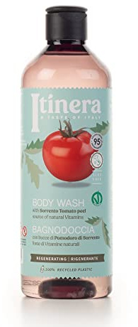 ITÍNERA Regenererande duschkräm med tomatskal från Sorrento (370 ml) - med aloe vera och glycerin – vegan – 95 % ingredienser av naturligt ursprung