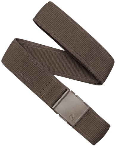 Arcade Belt Atlas A2 Elastic Stretch Belt: Heavy Duty Elastic Webbing, Non-Metal Travel Friendly Buckle - Medium Brown, One Size