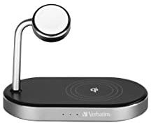 Verbatim 3-in-1 Qi MFi Wireless Fast Charger WCS-02, für iPhone, Apple Watch & Qi-fähige Geräte, Handy Ständer mit induktiver Ladestation, kabelloses Ladegerät für Apple, Samsung und mehr