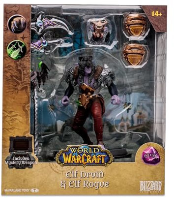 McFarlane World of Warcraft Collection - Epische Elfen-Skulptur Druida und Rouge, Videospielfigur, 15 cm, mit Zubehör und Einer geheimen Spielzeugwaffe, für Sammler, ab 14 Jahren, Bizak (64386686)