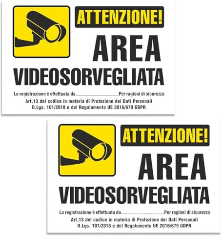 ZXUPOI 2 pcs Autocollants Dissuasifs Alarme Vidéo Surveillance Anti cambriolage pour Maison Immeuble Commerce Garage Stickers Vidéo Surveillance de Qualité Professionnelle