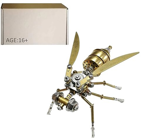 NULA 3D Metal Puzzle Wasp Kit for Adults, 100+Pieces Mechanical Insect 3D Stainless Steel Puzzle, DIY Assembly Steampunk Jigsaw Creative Handmade Toys, Decoration