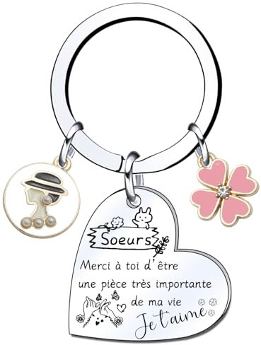 LKJHGF Cadeaux Soeur Cadeau Soeur Noel Porte Clef Soeur de Coeur Porte clef Amour Soeur Ma Soeur de Coeur pour toujours pour Sœur Originale Porte-clés Cadeau Soeur Anniversaire