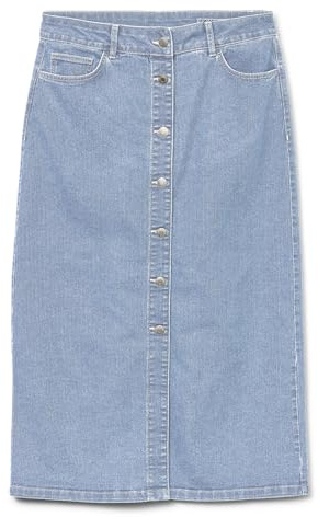 VERO MODA Vmnatty 7/8 Button Skirt DNM Mix Noos, Light Blue (Light Blue Denim), M