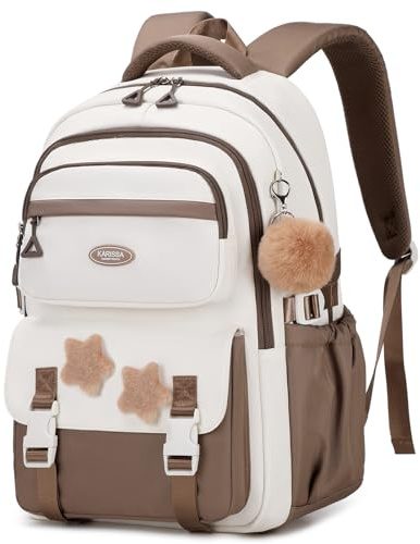Amythe Cartable Fille Primaire CE2 CM1 CM2, Convient aux Chariot, Marron | Sac à Dos pour Enfant 9 à 16 Ans, Cartable Filles Collège, Kawaii Décontracté Grande Léger et Imperméable, Rentrée scolaire