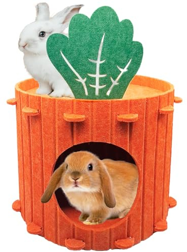 Rabbit Hideout,Felt Cloth Bunny Bed,Carrot Theme Guinea Pig Hideout and Bed,Small Animal Hideaway House,Rabbits Hiding Hut for Hedgehog Chinchilla Ferret