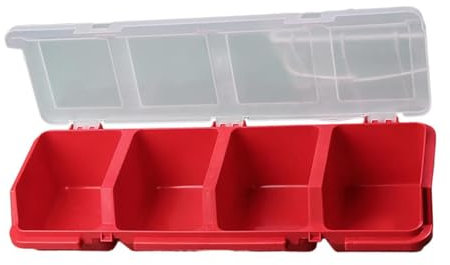 OAJABBGE Caja clasificadora de plástico para herramientas, cubo de basura con tapa para tornillos, organizador de compartimentos, caja para garajes, talleres, almacenamiento