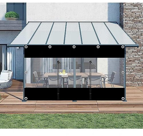 Transparente Pavillon-Seitenteile mit Reißverschluss, wasserdichte PVC-Planen-Vorhänge für Terrasse, Pergola, Veranda, Garage, Carport – 2,6 x 2 m (8,5 x 6,6 Fuß) Outdoor-Abdeckung