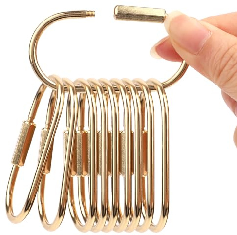 10pcs Brass Keychain, Gold Carabiner Clip with Secure Locking | Screw Brass Key Ring for Men Women Bags Luggage