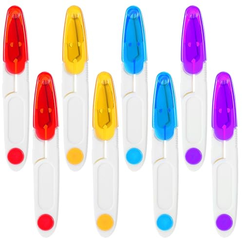 8 Pcs Safety Scissors Thread Cutter for Sewing U Shape Scissor with Safety Cover Multipurpose Fishing Yarn Scissor Craft Clipper Cutter for Cross Stitch Thread Sewing Knitting Trimming Craft DIY