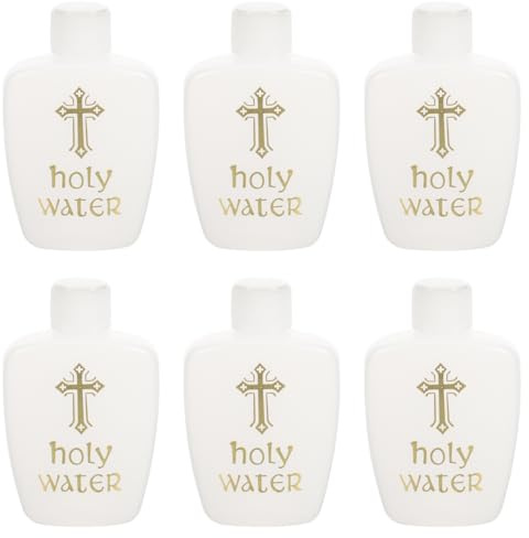Warmhm 6Pcs Decorative Easter Holy Water Bottles Empty Plastic Vials for Church Baptism Reusable Containers with Elegant Design for Party Accessories Portable Religious Vials Travel Blessings Decor