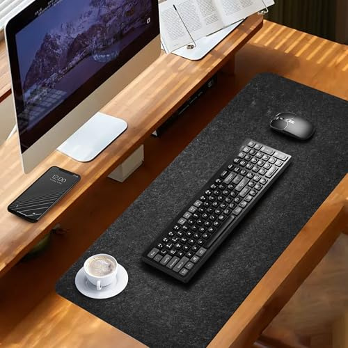 Yokuni Schreibtischunterlage Filz [Rutschfest] 100x40cm - Desk mat Schweigen, Hitzebeständig, Filz - Mauspad Groß, Schreibunterlage für Homeoffice, Schreibtischmatte für Laptop, Maus und Tastatur