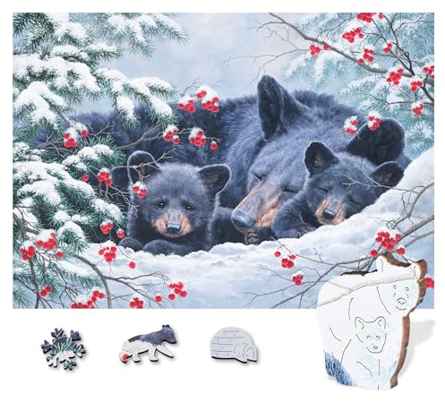 Wentworth Jigsaw Puzzle – Cosy Bears – 40 Pieces - For Adults - Shaped Puzzle Pieces & Themed Whimsies - Great for a Gift - Wooden Jigsaw Puzzle