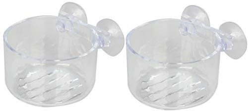 ECVGHD 2 comederos de gusanos rojos vivos para acuario, taza de alimentación de acrílico transparente con ventosa