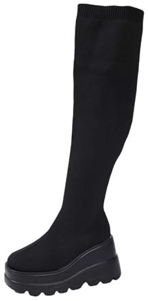Botas de Montar de Cuero para Mujer Hasta la Rodilla con Cremallera Lateral para Confort y Calidez en Exteriores Invierno (Black, 41)