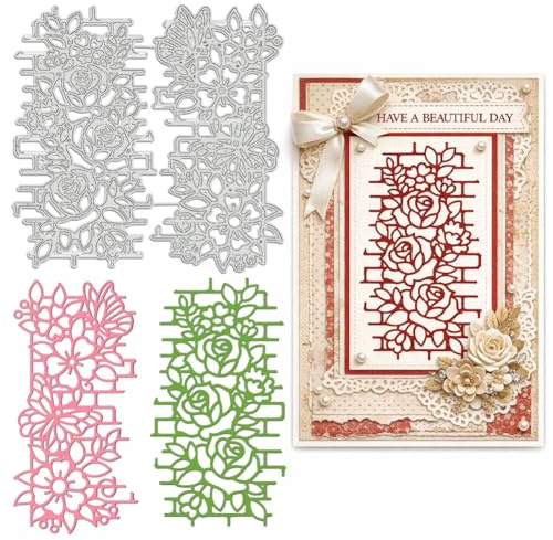 UNICRAFTALE 2 Pièces de Dies de Découpe Thème Bordure Murale Poinçons pour Création de Cartes Cadre Scrapbook Dies Métalliques Acier Carbone Poinçons de Gaufrage Gabarit pour Décor Album Papier DIY