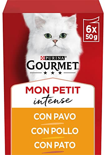 GOURMET Mon Petit, Comida Húmeda para Gato Adulto, Trocitos en Salsa, Surtido de Pavo, Pollo y Pato, 8 Packs de 6 Sobres de 50 g. (48 sobres)