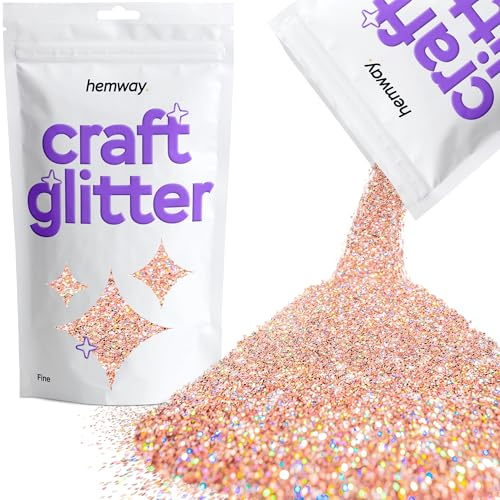 Hemway Craft Glitter Rose Gold Holographic 100g Fine Glitter | for Crafts, Resin, Cosmetic, Nail, Face, Body, Festival, Tumblers, Art, Candle, Crafting