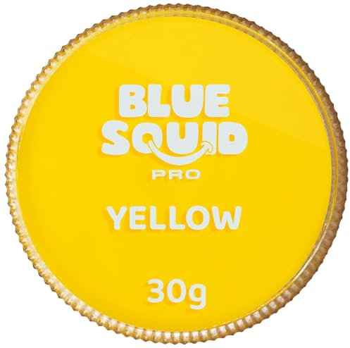 Blue Squid PRO Schminke Face Paint und Bodypaint - Klassische Gelb 30g, Hochwertige, professionelle, wasserbasierte Einzelbehälter, Face und Bodypaint Farbe für Erwachsene, Kinder, Fasching und SFX