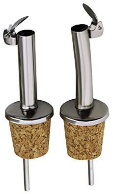 New Day Solutions NDS Lot de 2 becs verseurs en acier inoxydable et liège pour huile d'olive avec couvercle rabattable à charnière Idéal pour le vin, l'alcool, le café, le sirop et le vinaigre