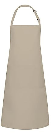 Karlowsky BLS 5 PURE Latzschürze BASIC mit Schnalle und Tasche, 65% Polyester/35% Baumwolle, Sand, Einheitsgröße