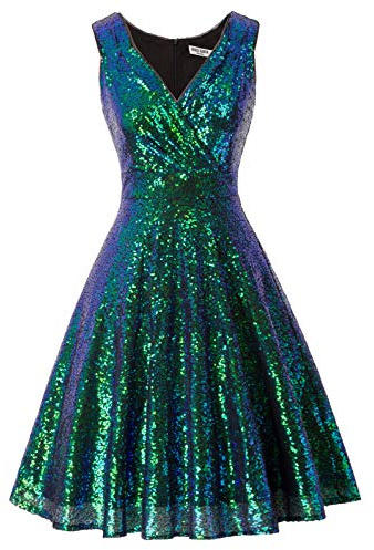 GRACE KARIN Women's A-line Sequin Club Dress Rockabilly Sleeveless Fancy