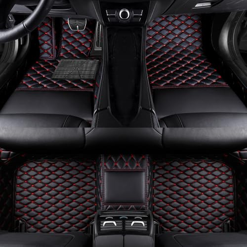 Cobear Alfombrillas Antideslizantes para Coche Alfombras de Lujo a Medida, Resistentes al Agua Tapetes de Coche, para el 98% de los Modelos de Coches, Negro Rojo