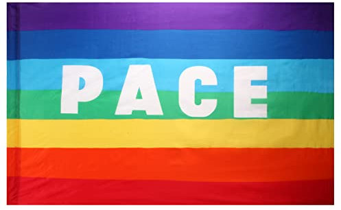 Bandiera Pace Arcobaleno 90x150cm, Dell'Ucraina, Rainbow Flag per Interno, Esterno, Giardino (A)