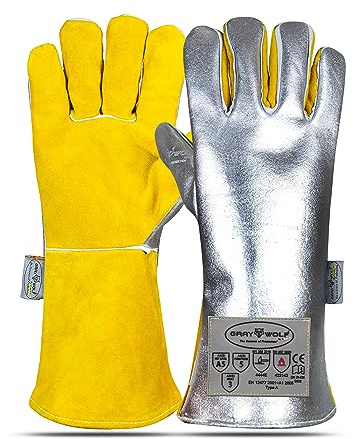 SpecxArmor® Graywolf® Kevlar Aluminized Heat Resistant Welding Glove/Large/1472°F │Fire Gloves│Kevlar Gloves│High Heat │Foundry glove│