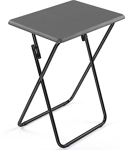 AAMEN Metal Folding Table, Multi-Purpose Coffee Table, TV Tray Table, Lightweight Portable Snack & Desk Dining Table - 40x50x80cm (Grey)