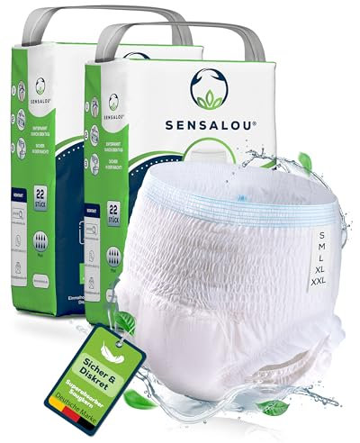 Sensalou Windel-Höschen-Pants Größe S (44 Stk) für junge Erwachsene - Jugend-Windeln stark für schwere Inkontinenz für Frauen und Männer