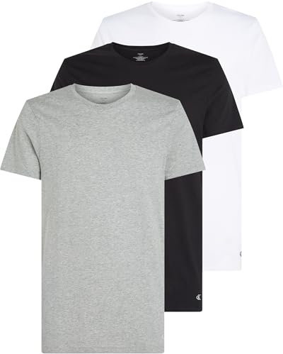 Calvin Klein Herren 3er Pack T-Shirts Kurzarm aus Baumwolle, Mehrfarbig (Black, White, Grey Heather), XXL