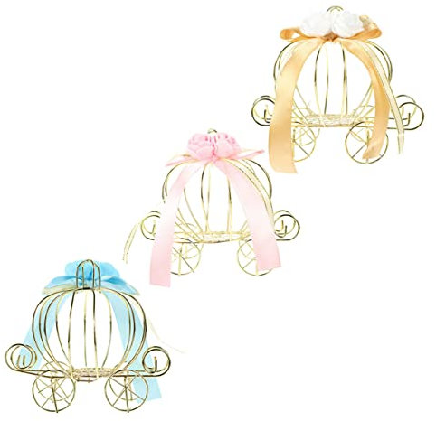 SEWOART 3pièces Boîte à Bonbons Forme De Carrosse Citrouille Décoration Élégante Pour Fêtes Mariages Et Halloween Coffret Métallique