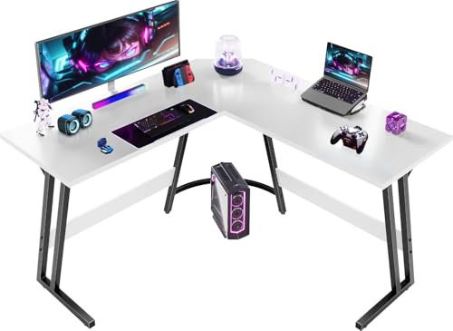 Devoko Gaming Tisch, Computertisch,Eckschreibtisch,Schreibtisch L Form,Gaming Schreibtisch L-förmiger,Groß Pc Ecktisch (Weiß Mattiert, 120x120cm)