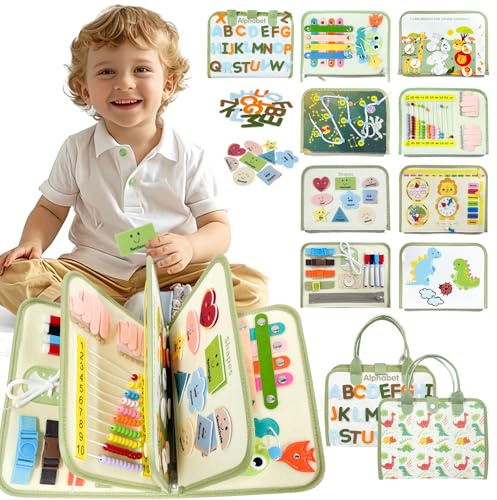 Sumtoco Busy Board Montessori, Montessori Libros Niños 3 Años, Juguetes Niños 3 4 5 Años, Libro Sensorial Bebe, Juegos Educativos Niños 3 Años, Activity Board, Juguetes Regalos para Niñas Cumpleaños