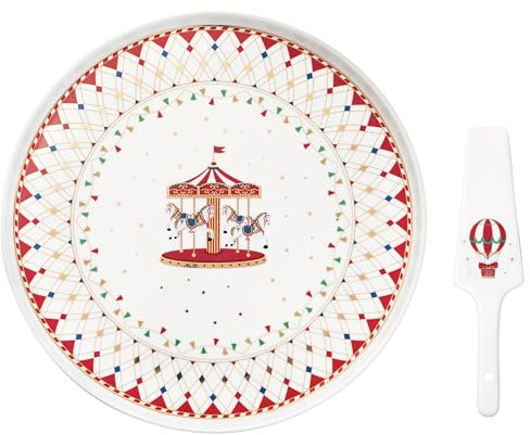 MamboCat Christmas Wonderland - Piatto rotondo in porcellana con decorazione natalizia, diametro 32 cm, per biscotti, cake pop, cupcakes & Co