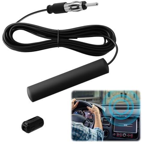 Cavo radio per auto universale con adattatore e cavo di prolunga 5 m, antenna auto FM su parabrezza con connettore DIN, antenna radio auto universale per auto, camion, barche