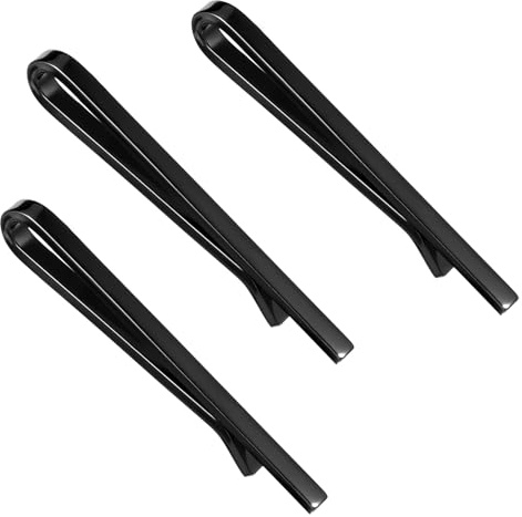 3 Pcs Tie Clips for Men, Classic Tie Clip Set, Classic Simple Ties Bar, Matte black Ties Bar Pin for Wedding Anniversary Business Meeting Daily Wear