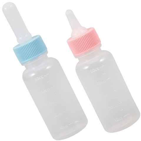 TOYANDONA Biberones para Mascotas Jóvenes 2 Piezas 50 Ml Kit Alimentación Comedero de Leche para Gatitos y Cachorros Silicona Segura Tamaño Pequeño Color Claro y Azul Adecuado para